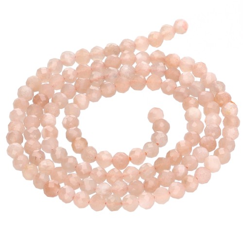 Cuentas redondas facetadas de 3,5 mm de piedra preciosa de cuarzo teñido - Color arena x 38 cm