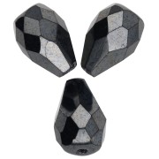 Cuentas en forma de pera facetadas de 10 x 7 mm - Jet Hematita x20