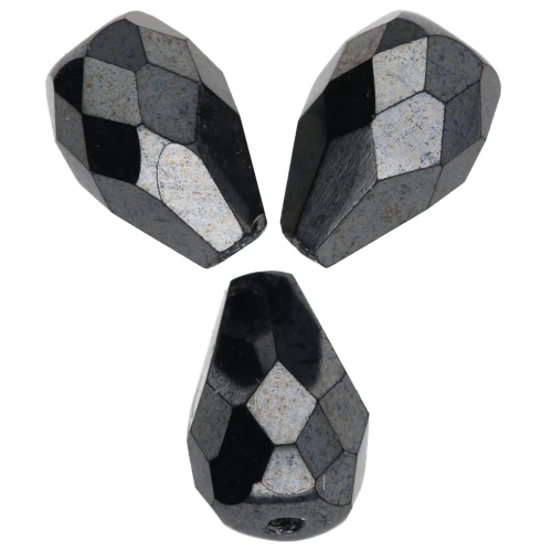 Cuentas en forma de pera facetadas de 10 x 7 mm - Jet Hematita x20