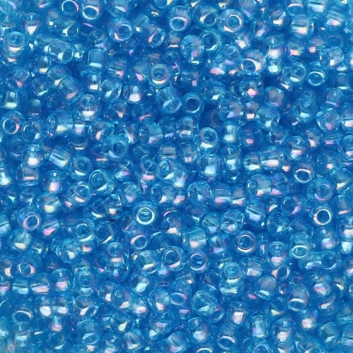 Cuentas Rocalla Toho 11/0 TO11R163B - Transparente, aguamarina oscura y arcoíris x8g