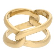 Anillo con dos anillas entrelazadas - Talla 52 - Acero inoxidable 304 Dorado x1