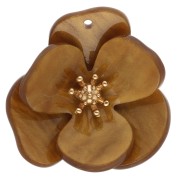 mostaza - Colgantes de acrílico con forma de flor en relieve de 30 mm - Acero inoxidable dorado con efecto marmolado en color mostaza x2 Colgantes de acrílico con forma de flor en relieve de 30 mm - Acero inoxidable dorado con efecto marmolado en color mostaza x2