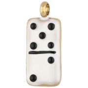 Dije de dominó de 18 x 7,5 mm con resina epoxi - Acero inoxidable 304 Dorado - Blanco - Negro|raw }}