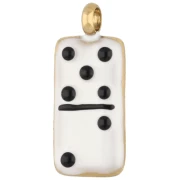 Dije de dominó de 18 x 7,5 mm con resina epoxi - Acero inoxidable 304 Dorado - Blanco - Negro