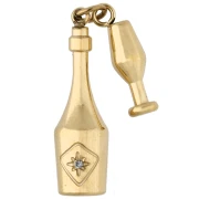Colgante con forma de botella de champán y copa, 25 x 11 mm - Acero inoxidable 304 Dorado x 1