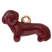 Dije de teckel de 12 x 17 mm con resina epoxi - Acero inoxidable 316 Dorado - Marrón x1