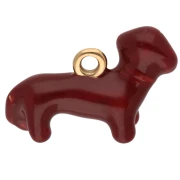 Dije de teckel de 12 x 17 mm con resina epoxi - Acero inoxidable 316 Dorado - Marrón x1
