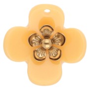 Colgantes de flor de 26 mm de acrílico - Acero inoxidable dorado - Azafrán x2