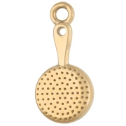 Colgante con forma de sartén y huevo frito, 21 x 10 mm - Acero inoxidable 304 Dorado - Blanco - Amarillo