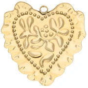 Colgante en forma de corazón de 40 x 38 mm con efecto de metal repujado - Acero inoxidable 304 x 1