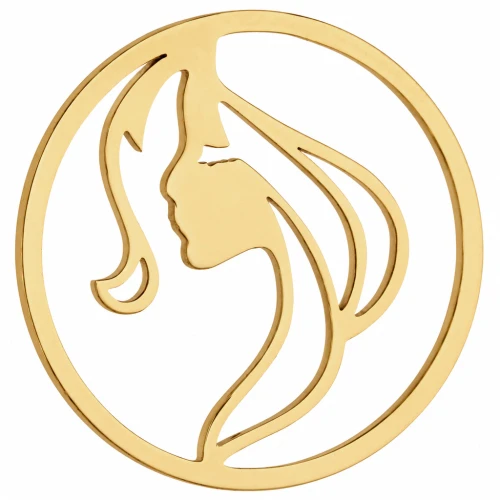 Entrepieza redonda de 18 mm - motivo de rostro de mujer - Acero inoxidable 316L dorado x1