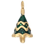 Colgante de árbol de Navidad de 22 x 11 mm con resina epoxi - Acero inoxidable 304 Dorado - Verde x1|raw }}
