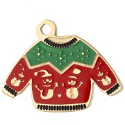 Dije de jersey navideño de 13 x 17 mm con resina epoxi - Acero inoxidable 304 Dorado - Rojo - Verde x1|raw }}