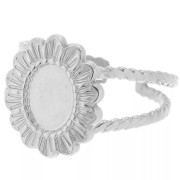 Anillo con diseño de flor trenzado, ajustable de la talla T52 a la T58, con cabujón de 8 x 6 mm - Acero inoxidable 304 x 1