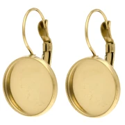 Ganchos pendientes para cabujón de 14 mm - Acero inoxidable 304 dorado (2 unidades)