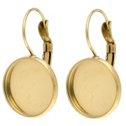 Ganchos pendientes para cabujón de 14 mm - Acero inoxidable 304 dorado x2