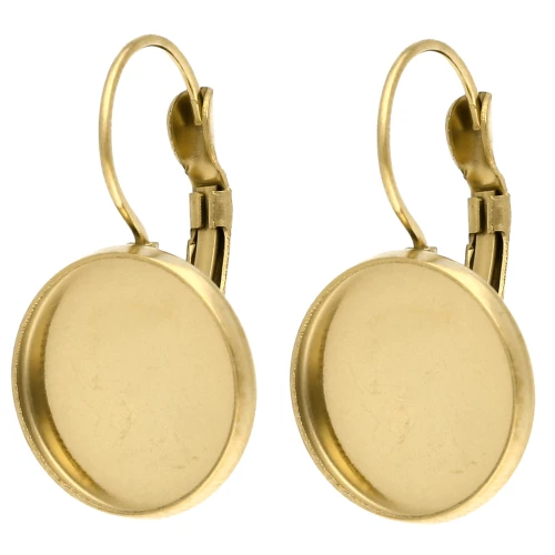 Ganchos pendientes para cabujón de 14 mm - Acero inoxidable 304 dorado (2 unidades)