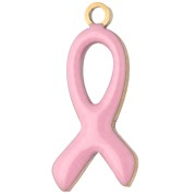 Rosa claro - Dije con la cinta de concienciación, 14 x 6 mm, de resina epoxi, acero inoxidable 316L, dorado - rosa claro Dije con la cinta de concienciación, 14 x 6 mm, de resina epoxi, acero inoxidable 316L, dorado - rosa claro