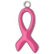 Dije con cinta de concienciación, 14 x 6 mm, de resina epoxi - Acero inoxidable 316L - Fucsia x1