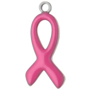 Dije con cinta de concienciación, 14 x 6 mm, de resina epoxi - Acero inoxidable 316L - Fucsia x1
