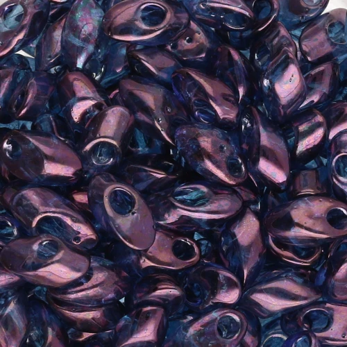 Long Magatama Miyuki 4x7 mm LMA-1884 - Violeta con brillo dorado x10g