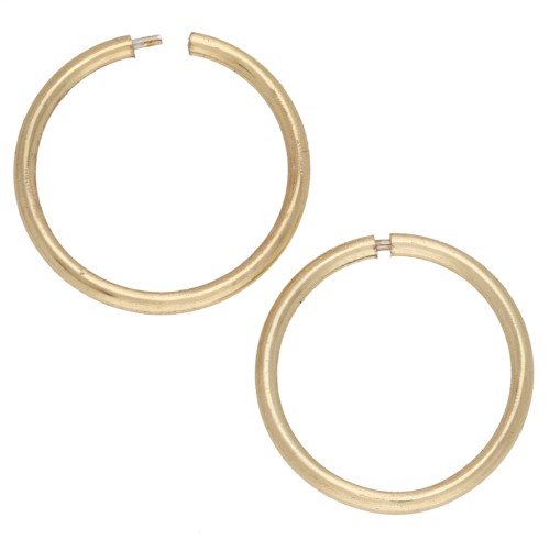 Pendientes de aro finos de 12 mm - Plata 925 Dorado en oro fino x2