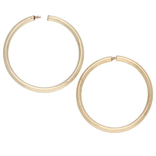 Pendientes de aro finos de 14 mm - Plata 925 dorada en oro fino x2