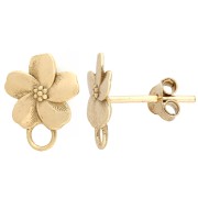 Pendientes de botón con forma de flor, 10,7 x 8 mm, aro cerrado - Plata 925 Dorado, juego de 2