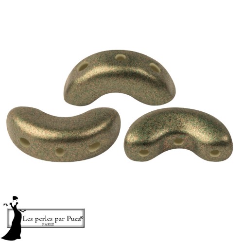 Cuentas de cristal Arcos® de Puca® 5 x 10 mm - Verde bronce x 10 g