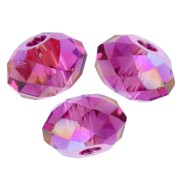 Cuenta redonda aplanada PureCrystal 5040 de 6 mm - Fuchsia Shimmer 2X x1