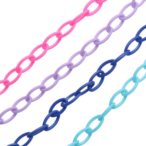 Regalo - Cadena de plástico de malla «Forçat» de 7,4 mm - Colores aleatorios x 39 cm