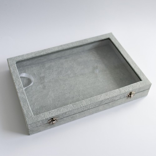 Expositor de joyas de 35 x 24 x 5 cm, imitación de terciopelo - Gris x1
