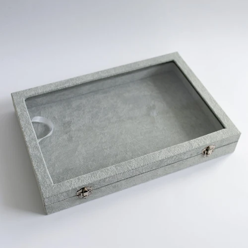 Expositor de joyas de 35 x 24 x 5 cm, imitación de terciopelo - Gris x1