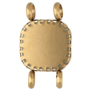 Entrepieza cuadrada de 15 mm con motivo floral - Acero inoxidable 304 Dorado - Lapislázuli teñido