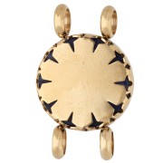 Entrepieza redonda de 15 mm con motivo floral - Acero inoxidable 304 Dorado - Lapislázuli teñido