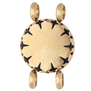 Entrepieza redonda de 15 mm con motivo floral - Acero inoxidable 304 Dorado - Lapislázuli teñido