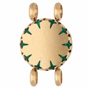 Entrepieza redonda de 15 mm con motivo floral - Acero inoxidable 304 Dorado - imitación de malaquita