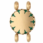 Entrepieza redonda de 15 mm con motivo floral - Acero inoxidable 304 Dorado - imitación de malaquita
