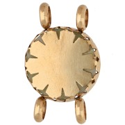 Entrepieza redonda de 15 mm con motivo floral - Acero inoxidable 304 Dorado - Jade teñido de color oliva