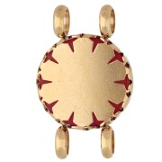 Entrepieza redonda de 15 mm con motivo floral - Acero inoxidable 304 Dorado - Ágata roja teñida