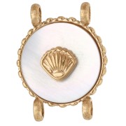 Entrepieza redonda de 14 mm con diseño de concha - Acero inoxidable 304 Dorado - Nácar