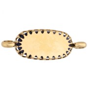 Entrepieza ovalada de 18 x 8 mm con motivo floral - Acero inoxidable 304 Dorado - Lapislázuli teñido