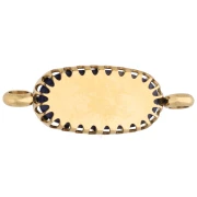 Entrepieza ovalada de 18 x 8 mm con motivo floral - Acero inoxidable 304 Dorado - Lapislázuli teñido