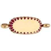 Entrepieza ovalada de 18 x 8 mm con motivo floral - Acero inoxidable 304 Dorado - Jade rosa teñido