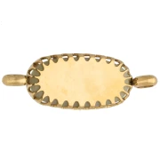 Entrepieza ovalada de 18 x 8 mm con motivo floral - Acero inoxidable 304 Dorado - Jade oliva