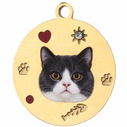 Dije redondo de 15 mm con impresión UV de una cabeza de gato - Acero inoxidable 304 Dorado