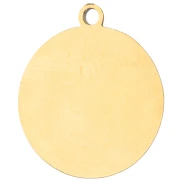 Dije redondo de 15 mm con impresión UV de una cabeza de gato - Acero inoxidable 304 Dorado