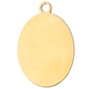 Dije ovalado de 17 x 12 mm con estampado UV de palmeras - Acero inoxidable 304 dorado