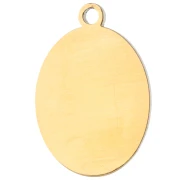 Dije ovalado de 17 x 12 mm con estampado UV de palmeras - Acero inoxidable 304 dorado