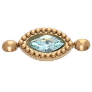 Entrepieza tipo lanzadera de 15,5 x 6 mm con cabujón de cristal - Acero inoxidable 304 Dorado - Azul claro